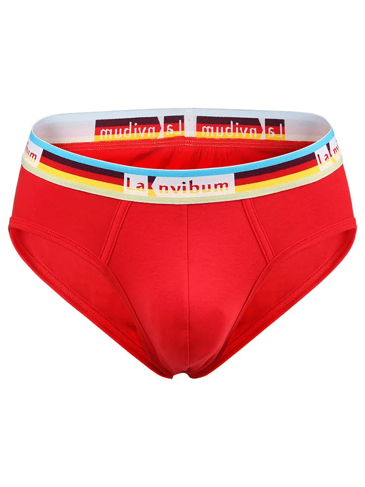 2 Pack Men's Rainbow Waistband Big Pouch Briefs