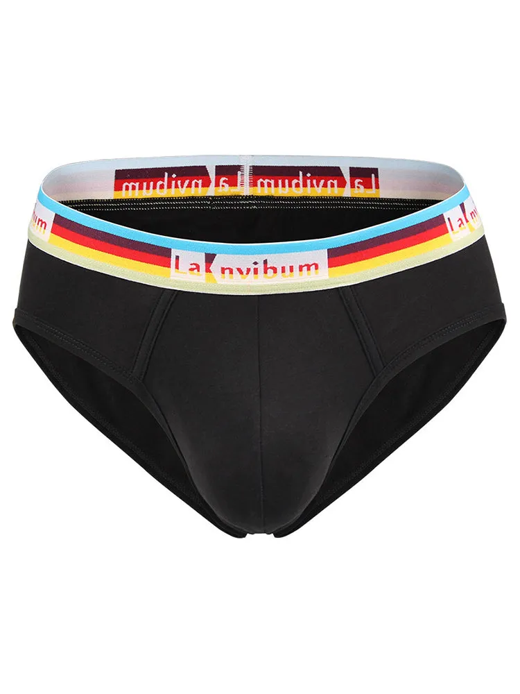 2 Pack Men's Rainbow Waistband Big Pouch Briefs