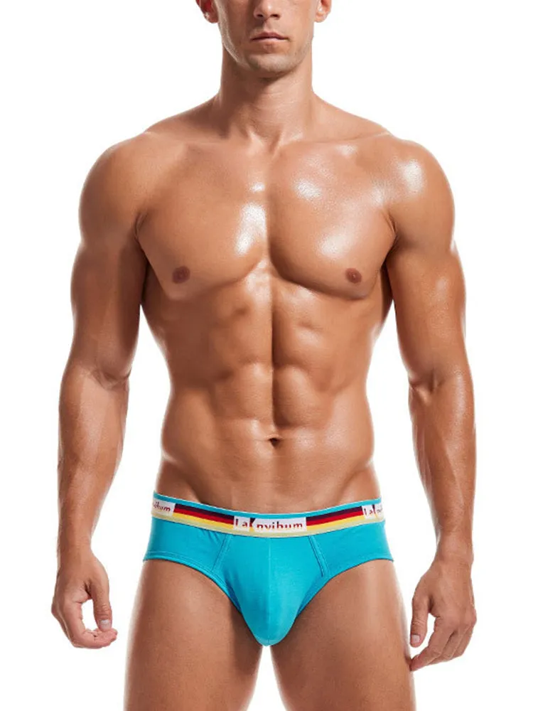 2 Pack Men's Rainbow Waistband Big Pouch Briefs
