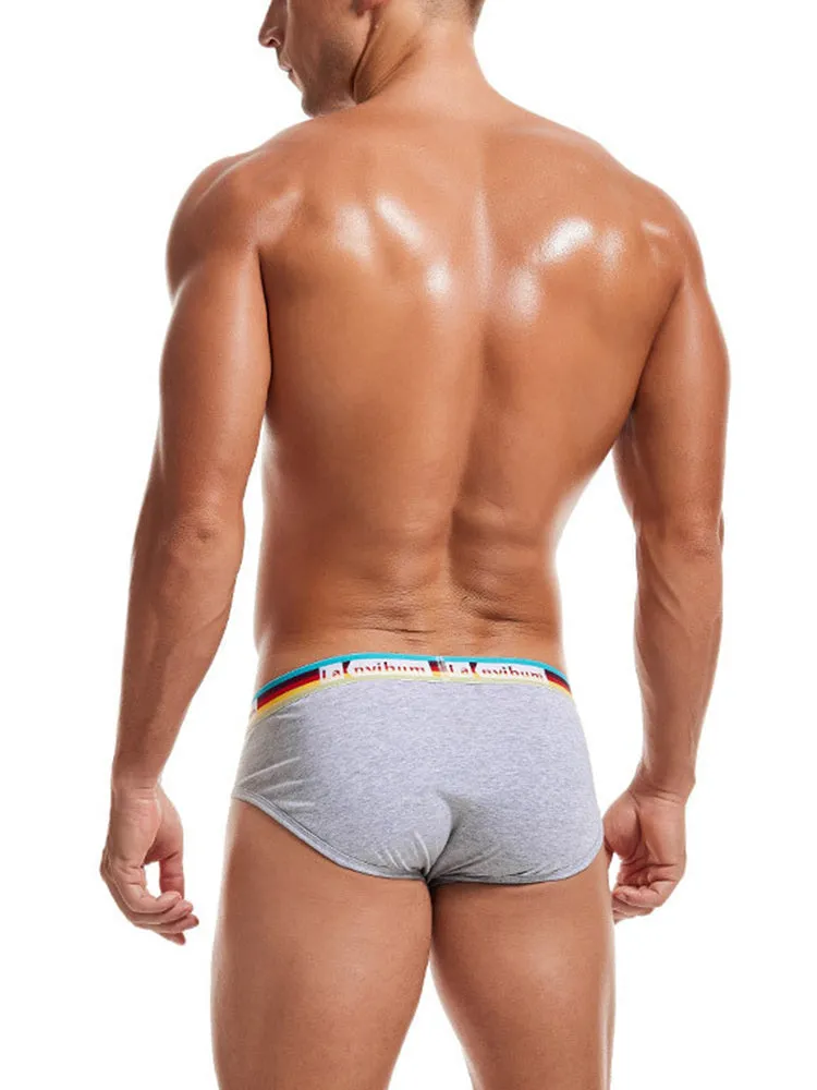 2 Pack Men's Rainbow Waistband Big Pouch Briefs