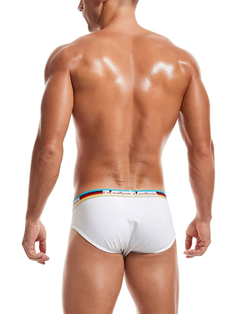 2 Pack Men's Rainbow Waistband Big Pouch Briefs
