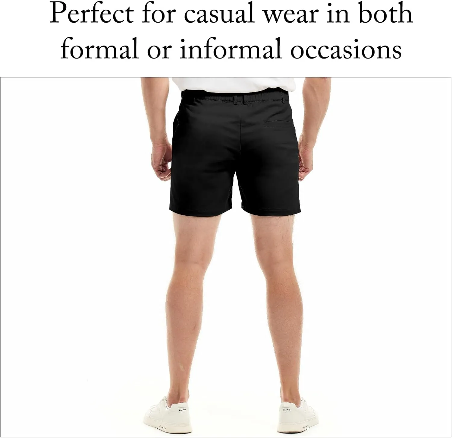AIMPACT Mens Casual Cotton Shorts Classic Fit Elastic Waistband Casual Shorts 5.5 Inch Inseam with Pockets