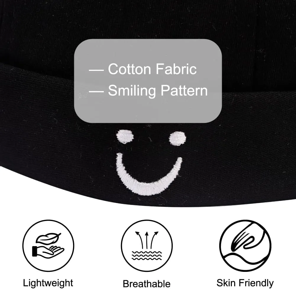 Brimless Hats for Men Brimless Caps, Rolled Cuff Retro Docker Hat for Womens with Adjustable Beanie Hat