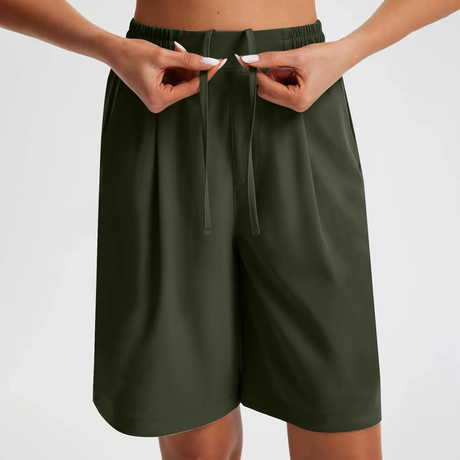 Casual Shorts for Women Elastic Waist Wide Leg Shorts Summer Tailored Pants Dressy Outfits with Pockets