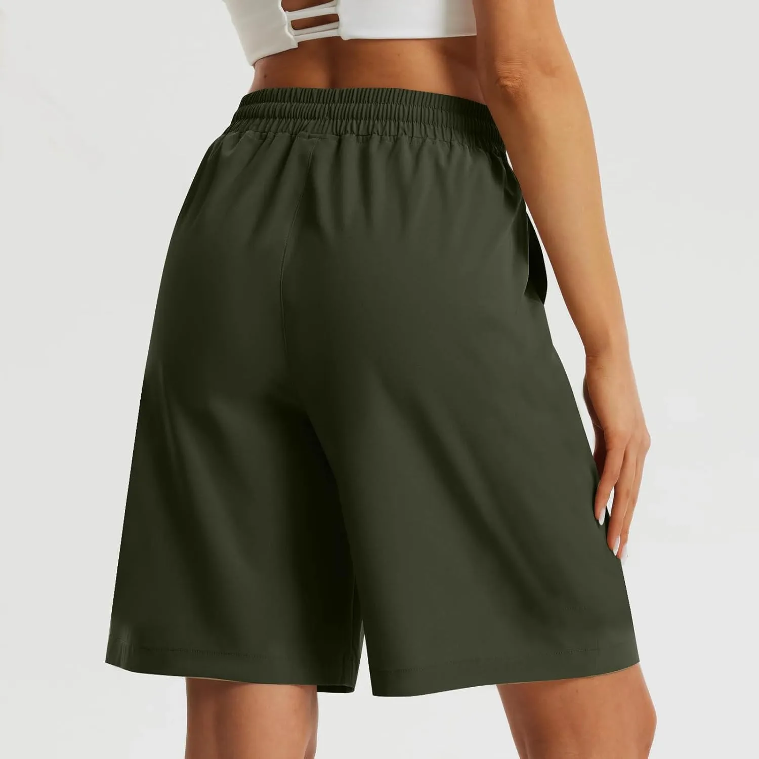 Casual Shorts for Women Elastic Waist Wide Leg Shorts Summer Tailored Pants Dressy Outfits with Pockets