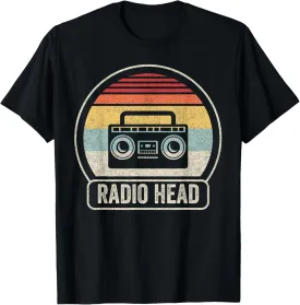 Catch Some Rays Retro Vintage Radio Head Unisex Adults Black Short Sleeve Classic Fit T-Shirt S