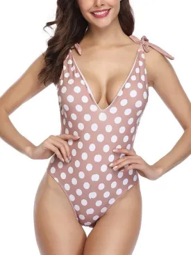 Classic Polka Swimwear Monokini One Piece Beachwear Swimsuit