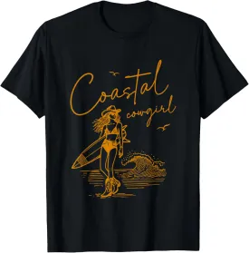 Coastal Cowgirl Surfer Ocean Vibes Waves T-Shirt