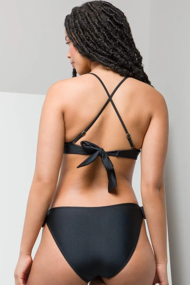 Cross Back Triangle Bikini Top Black