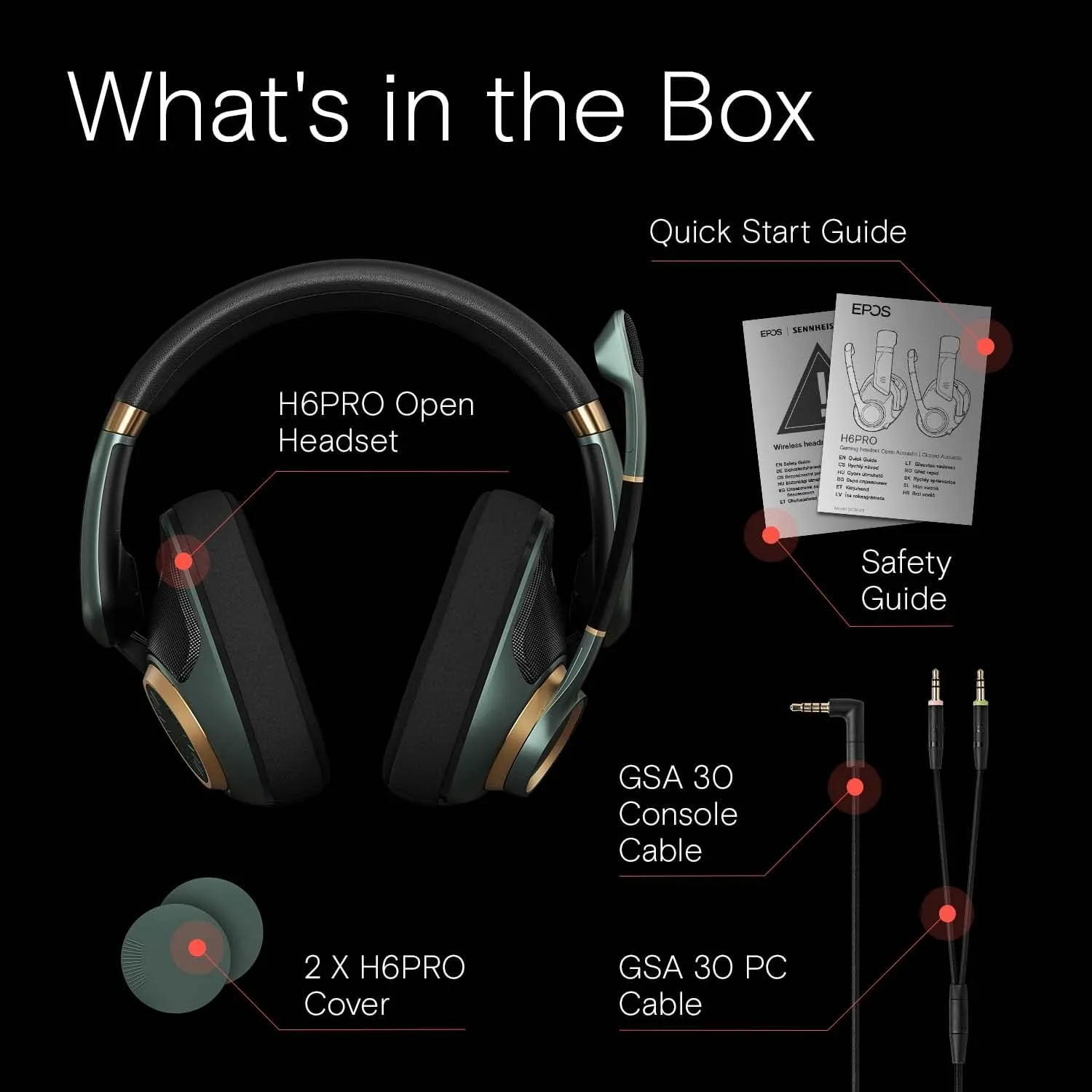 EPOS H6Pro - Open Acoustic Gaming Headset with Mic - Lightweight Headband - Comfortable & Durable Design - Xbox Headset - PS4 Headset - PS5 Headset - PC/Windows Headset - Gaming Accessories (Green)