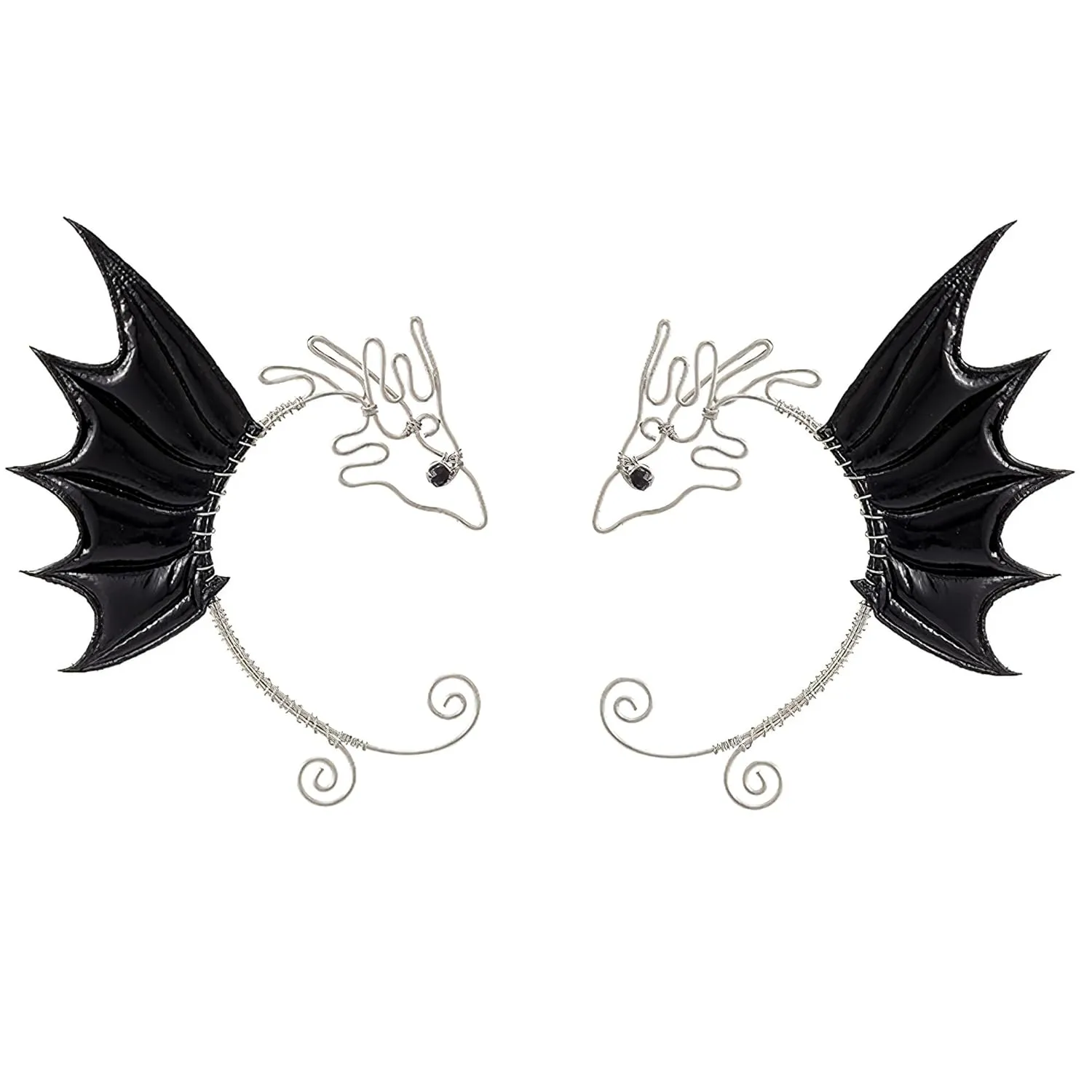 FRESHME Renaissance Dragon Ear Cuffs - Fairy Ear Cuffs Clips Wraps with Small Wings Gothic Dragon Ears Earrings No Piercing for Women Cosplay Halloween Renfaire Medieval Cosplay Accessories