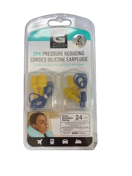 G Force 2pk Pressure Reducing Corded Silicone Earplugs
