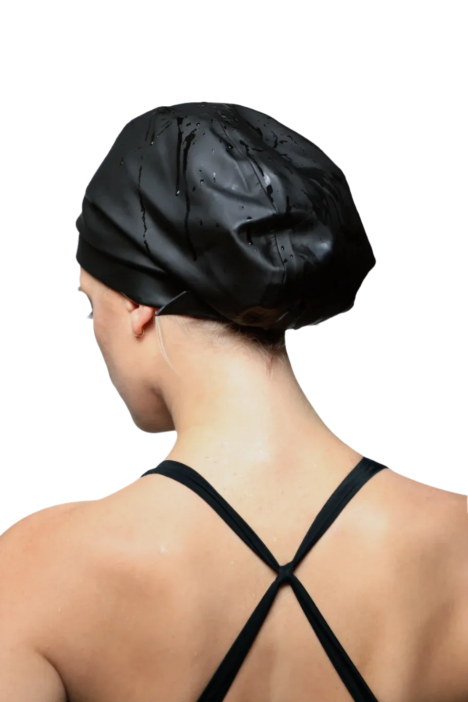 Hairbrella Satin-Lined Waterproof Adjustable Swim Cap - Black