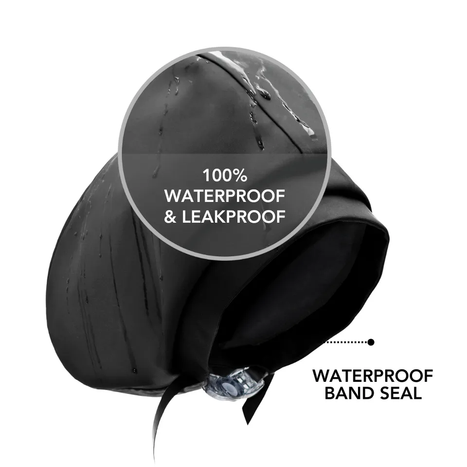 Hairbrella Satin-Lined Waterproof Adjustable Swim Cap - Black