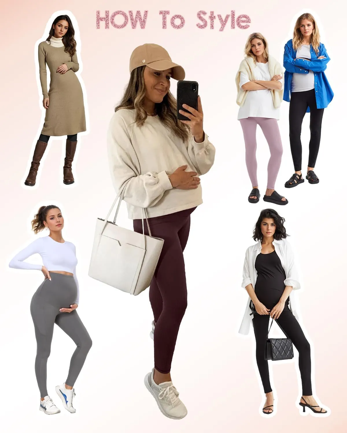 Hi Clasmix Buttery Soft Maternity Leggings Over The Belly with Pockets-Non-See-Through Workout Pregnancy Yoga Pants