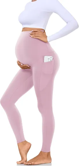Hi Clasmix Buttery Soft Maternity Leggings Over The Belly with Pockets-Non-See-Through Workout Pregnancy Yoga Pants