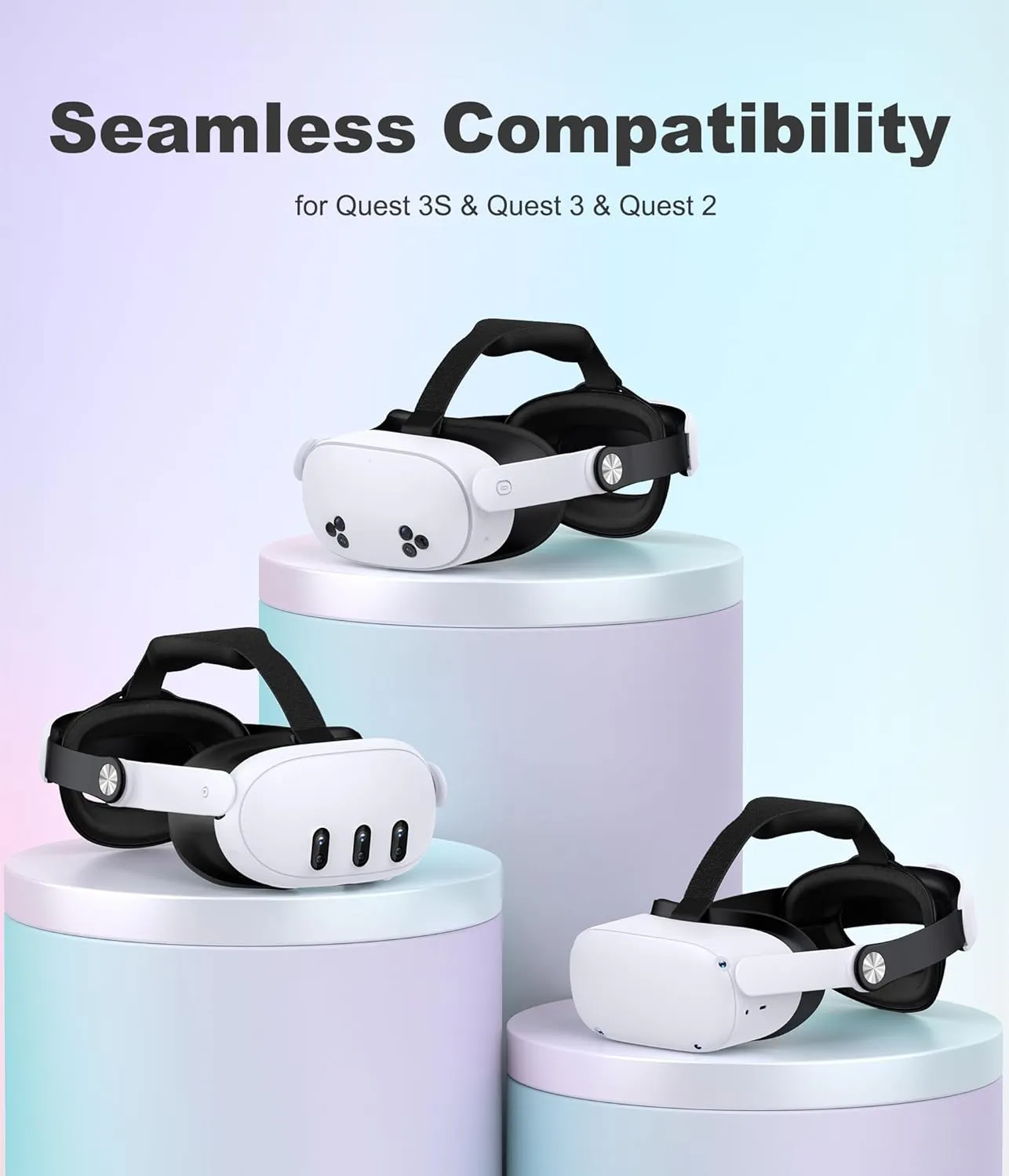 Kawaye Head Strap Compatible with Meta Quest 3S/Quest 3/Quest 2, VR Headset StrapsAdded Cotton BackPad for More Comfort, Elite Strap Replacement Enhanced Support&Comfort for VR Consoles