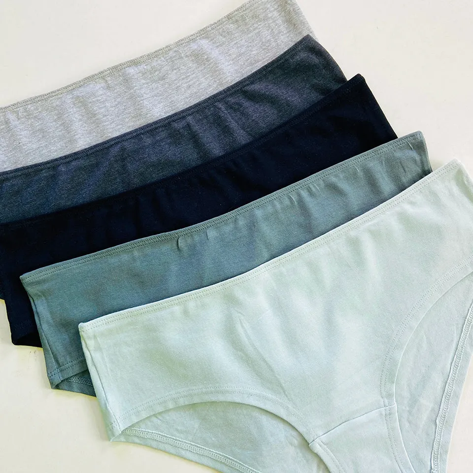 Ladies 5 pack Mid Rise Hipster Cotton Briefs Panty