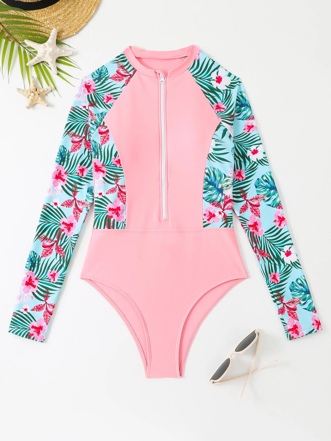 Long sleeve sun protection one piece swimsuit UPF50  Rash Guard