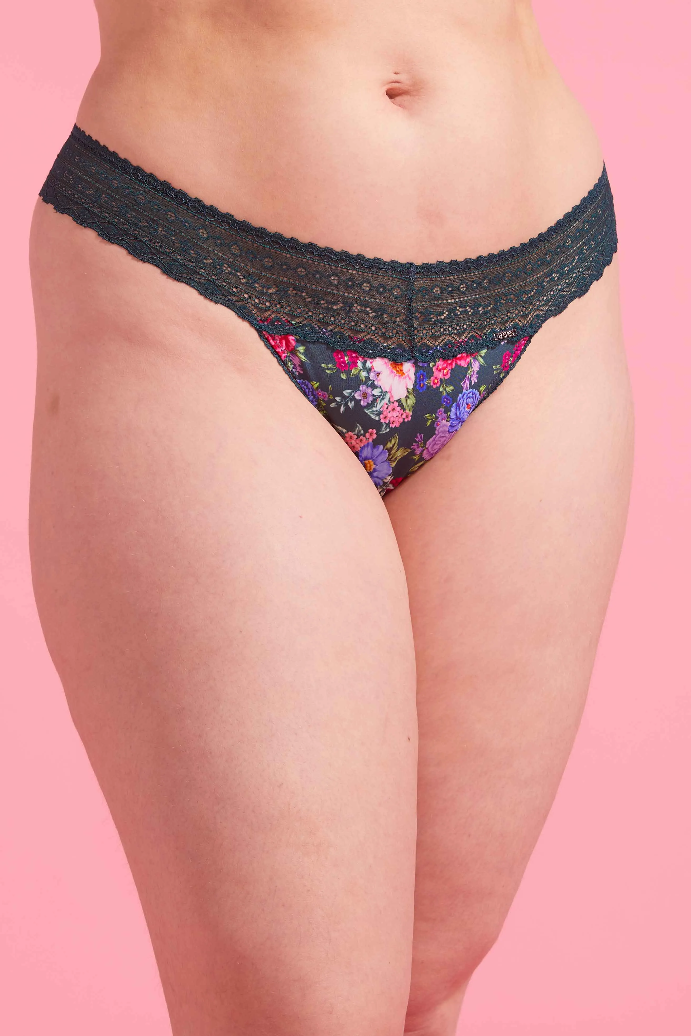 Luxe Microfibre G-string Emerald Floral