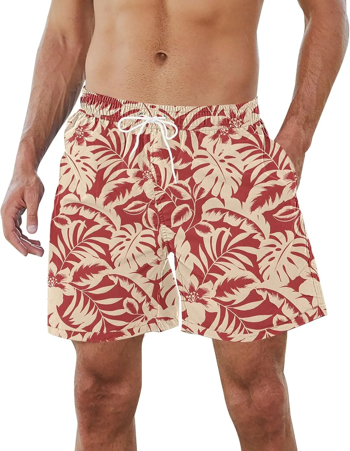 Mens Casual Graphic Swim Shorts Summer Lightweight Outdoor Beach Shorts Loose Fit Big and Tall Pants for Vacation