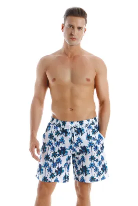 Men's Coconut Tree Print Swim Trunks