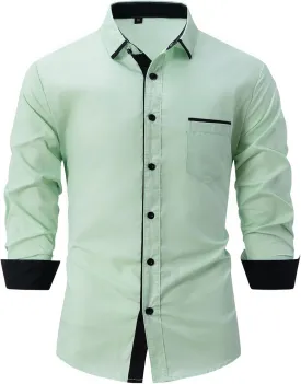 Mens Long Sleeve Stretch Stylish Shirts Wrinkle-Free Collar Dress Shirt Top Business Casual Button Down Tee Shirt