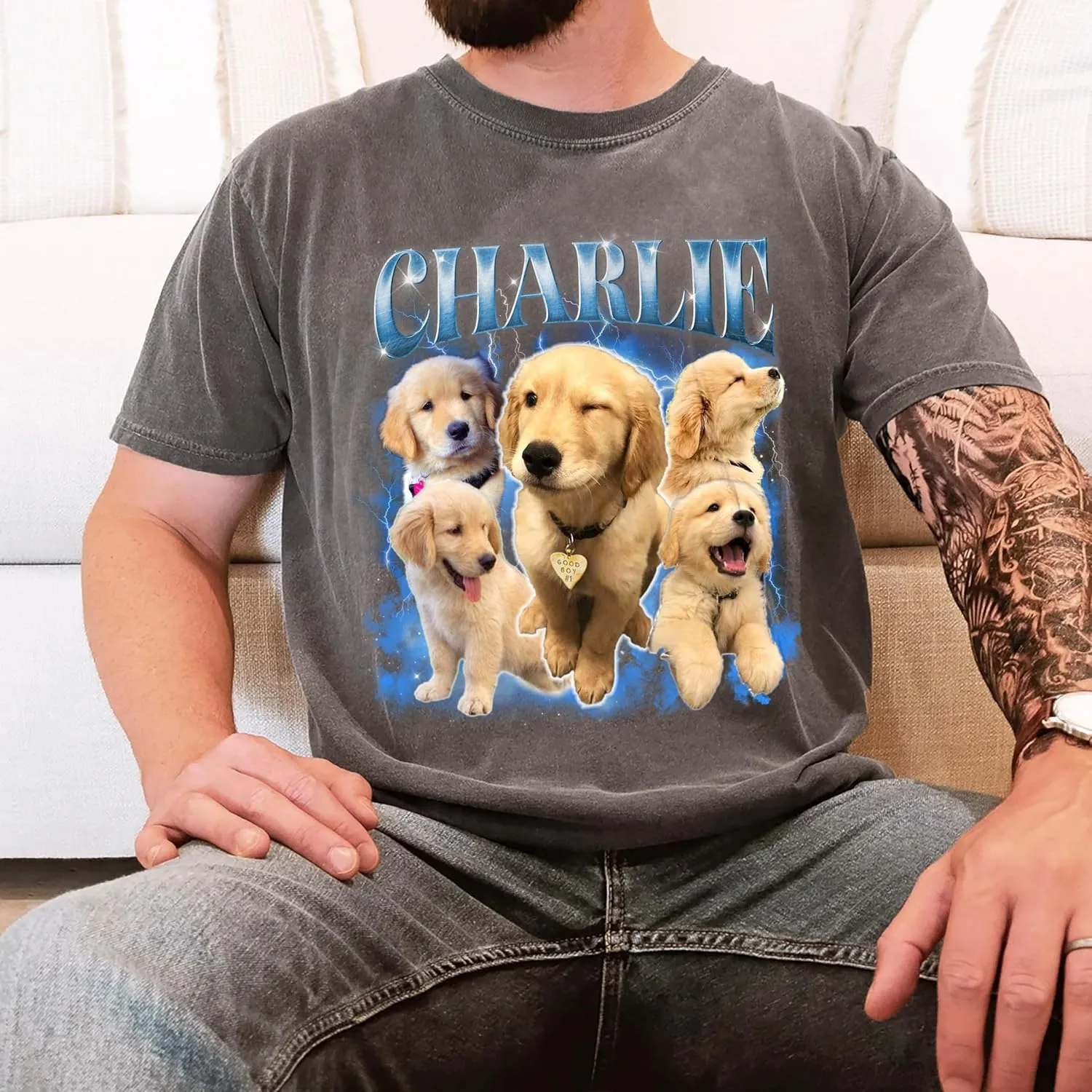 Mit & Mia Custom Your Own Bootleg Rap Shirts for Boyfriend Girlfriend Face Shirt with Photo Gift for Him Her Pet Lovers