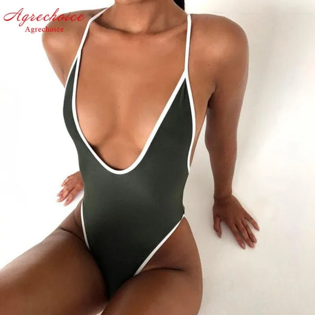 New Sexy One Piece Swimsuit Women Swimwear Thong Monokini Swimsuit High Cut Backless Bathing Suits Swimming Suit For Women