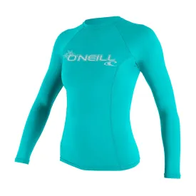 O'Neill Women's Basic Skins Long Sleeve Rash Guard - Light Aqua - 3549