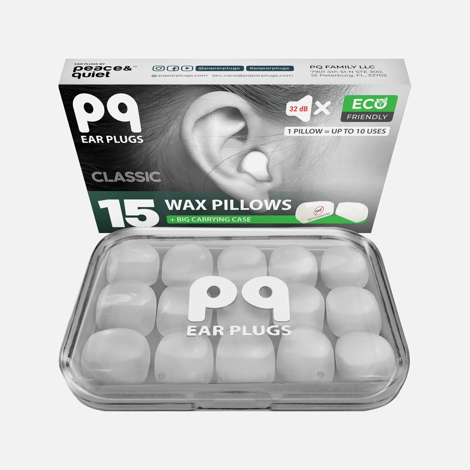 PQ Wax Ear Plugs, Classic, 15 Wax Pillows