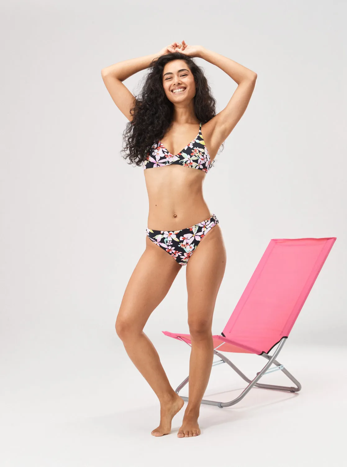 Printed Beach Classics Athletic Triangle Bikini Top - Anthracite New Life