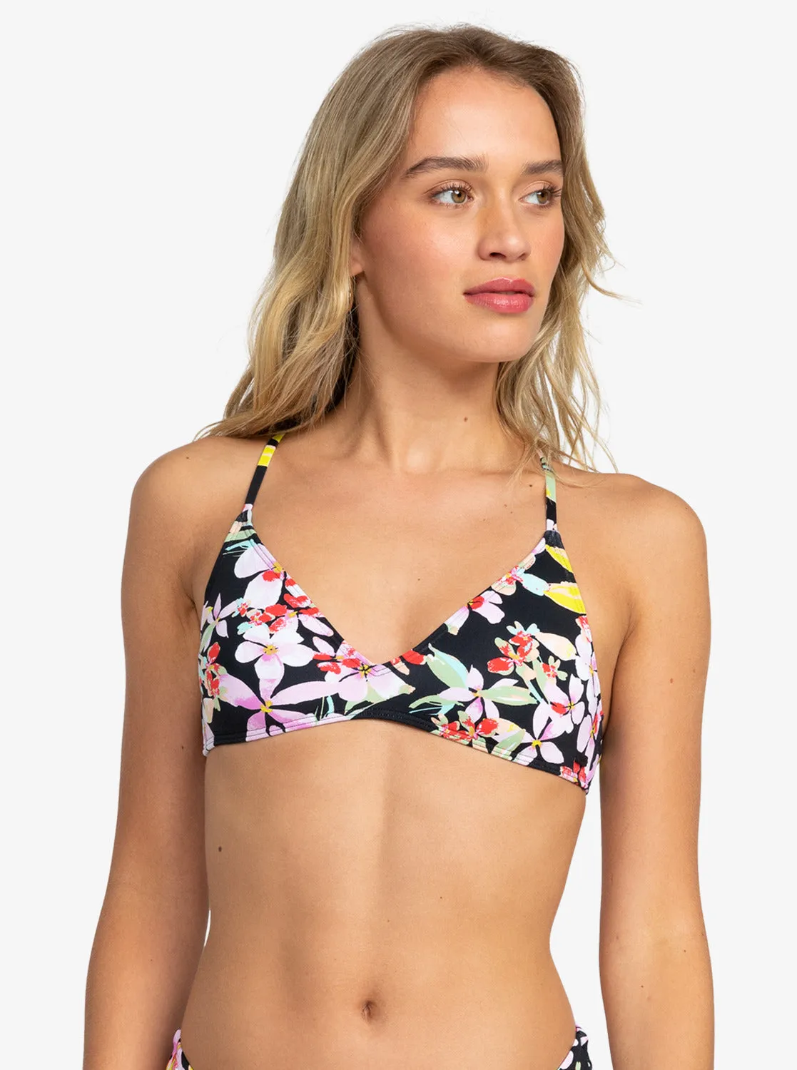 Printed Beach Classics Athletic Triangle Bikini Top - Anthracite New Life