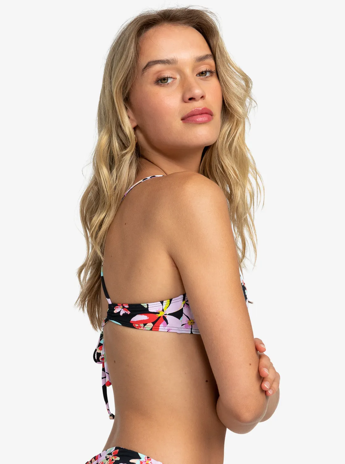Printed Beach Classics Athletic Triangle Bikini Top - Anthracite New Life