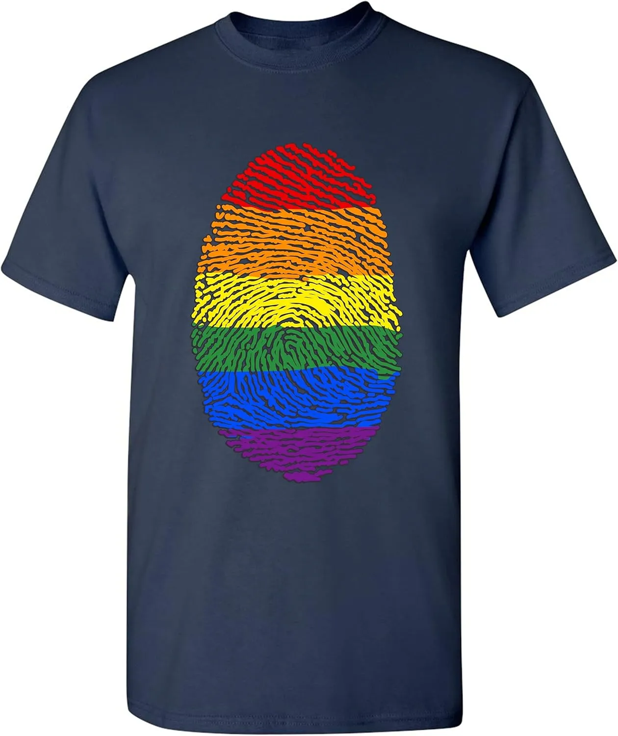 Rainbow Fingerprint T-Shirt Gay Pride Month LGBTQ Support Ally Men's Tee