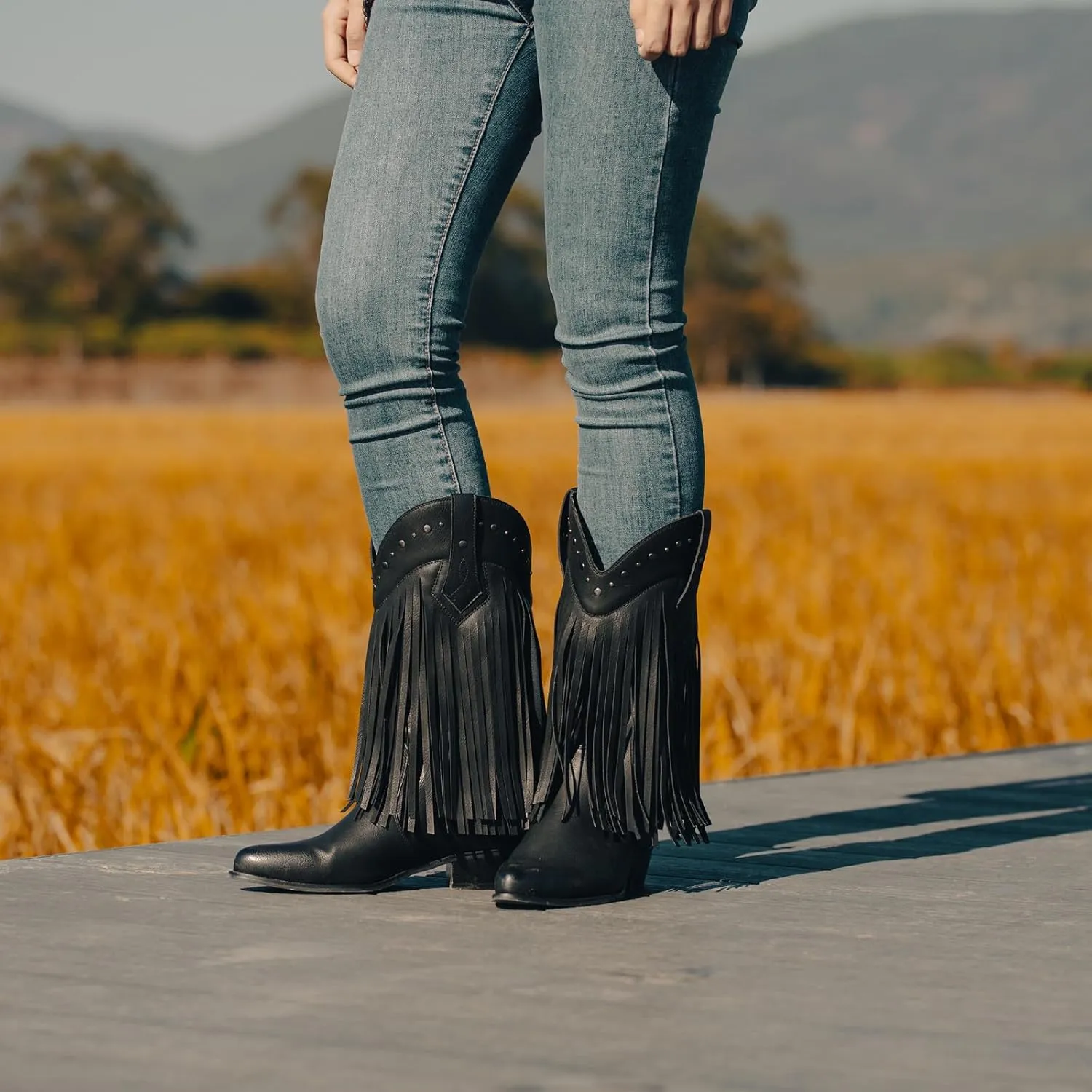 SheSole Women's Extra Wide Calf Fringe Boots Wide Width Western Cowgirl Cowboy Boots Plus Size Comfortable for Full Figures