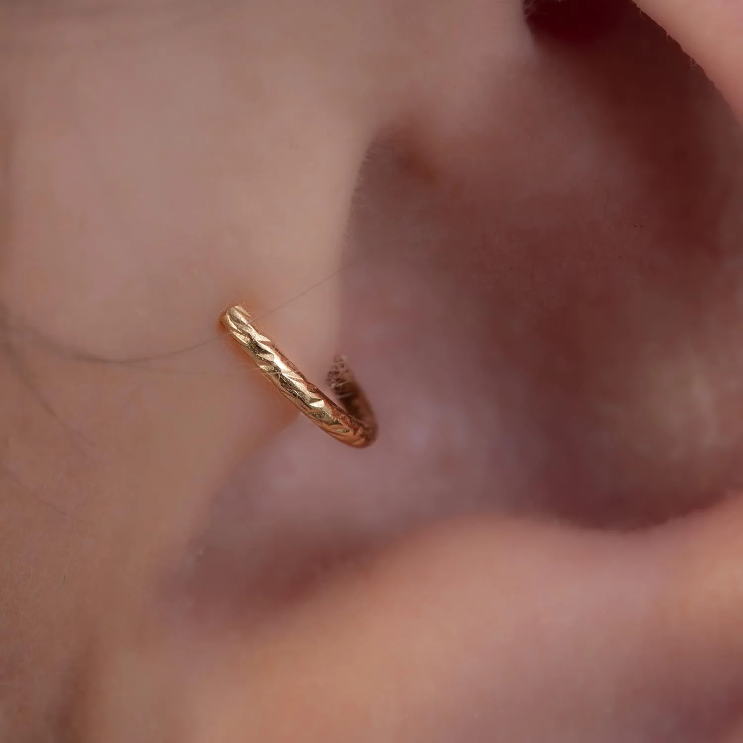 Simple Tragus Hoop For Women - 20G Shiny Hammered Tragus Ear Ring 14k Gold Filled Hoop - Cartilage Ear Hoops Handmade