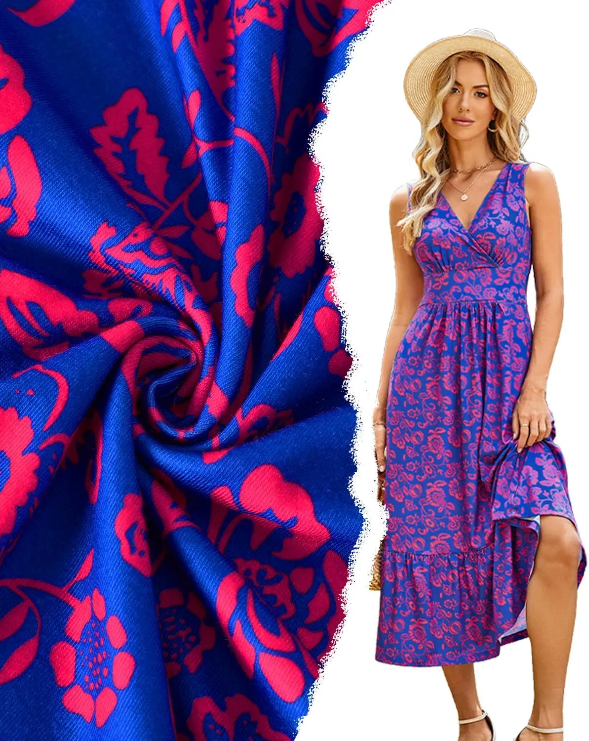 Summer Dresses for Women 2025 V Neck Sleeveless Empire Waist Maxi Dress Ruffle Hem A-Line Flowy Long Casual Dresses