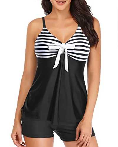 Two Piece Swimsuit Tankini Top with Shorts Tummy Control Swimwear for Women