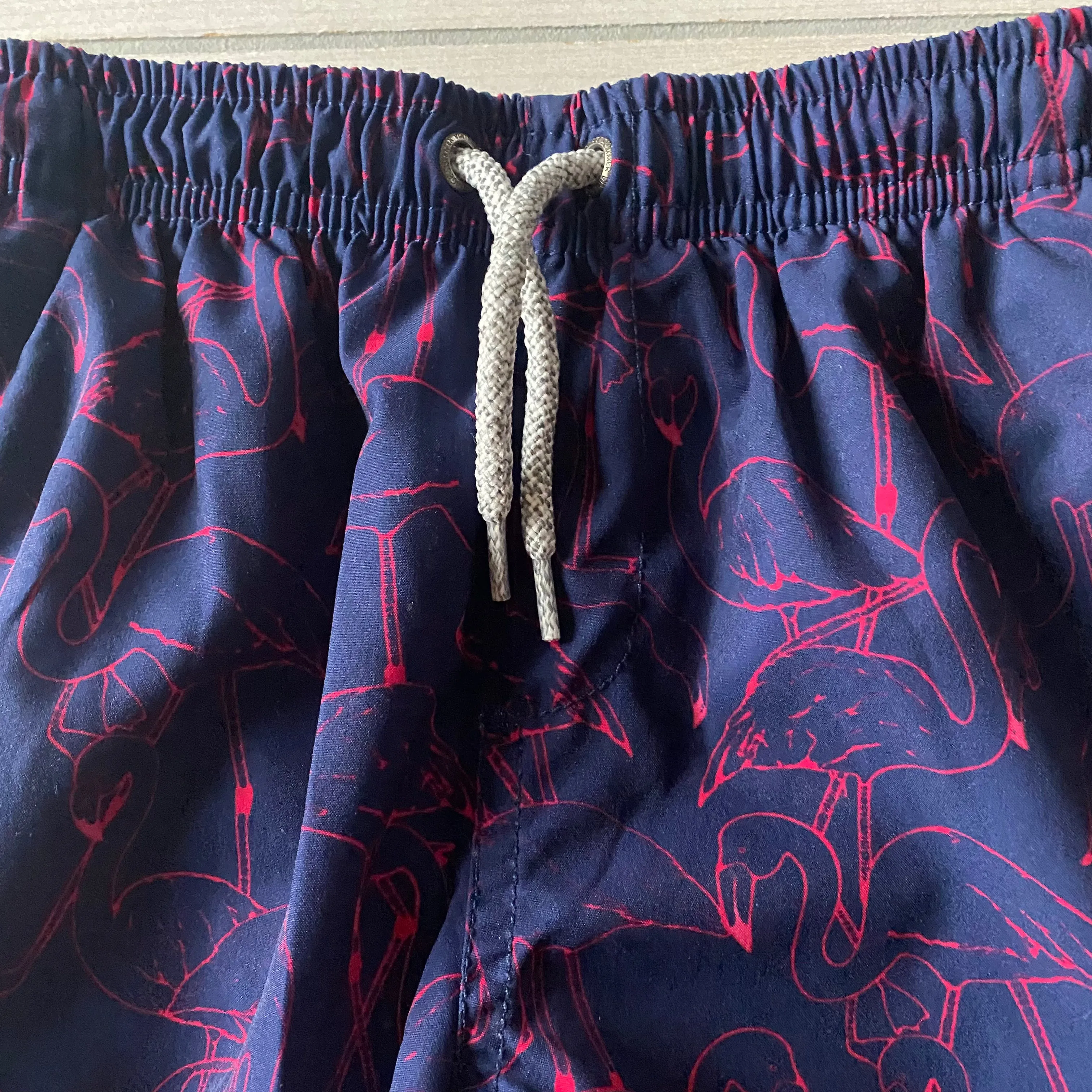 Vintage Summer Flamingo Pattern Swim Trunks