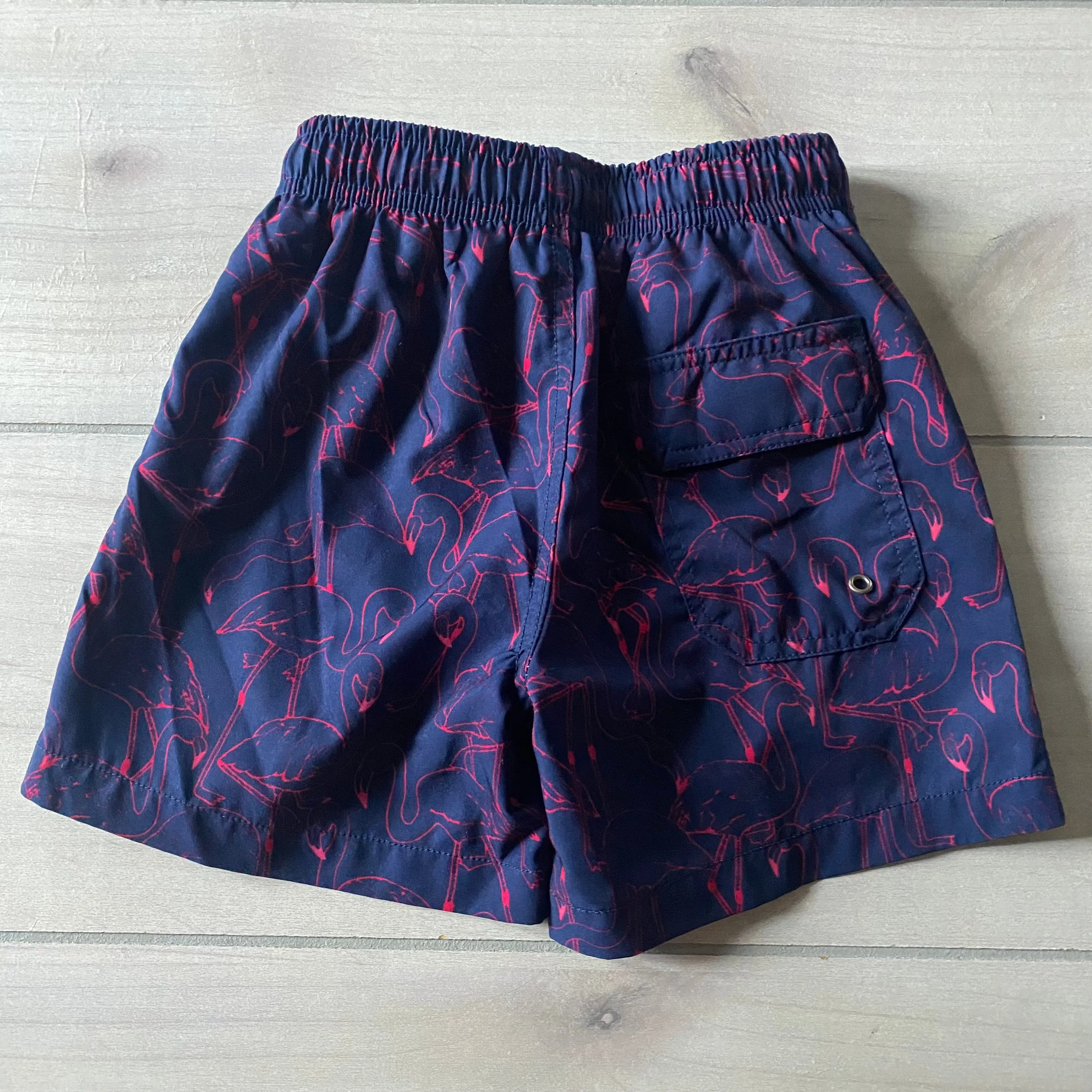 Vintage Summer Flamingo Pattern Swim Trunks