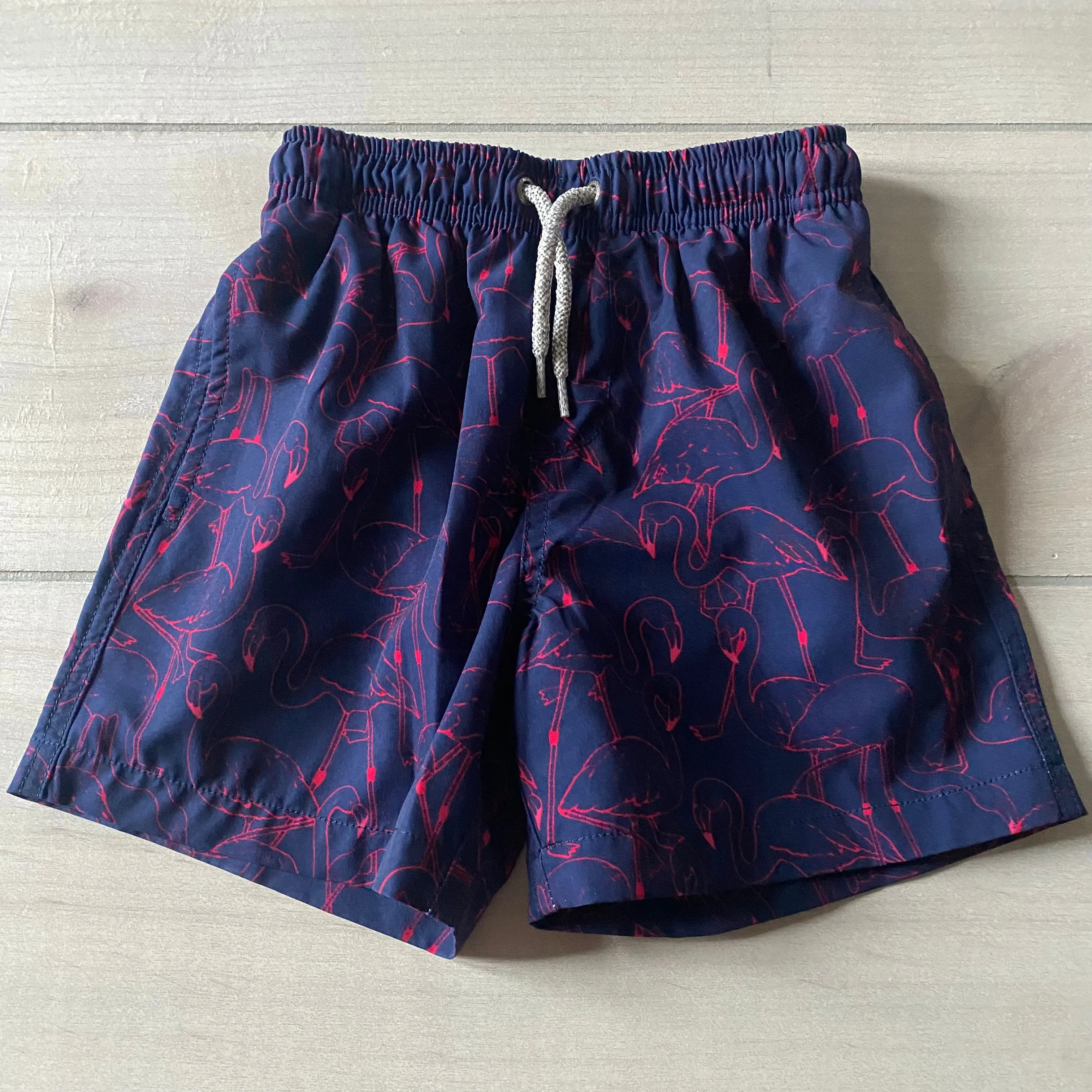 Vintage Summer Flamingo Pattern Swim Trunks
