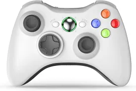 VOYEE Wireless Controllers with Receiver, Compatible with Microsoft Xbox 360/Slim/Windows 11/10/8/7, Upgraded Joystick with Dual Vibration White