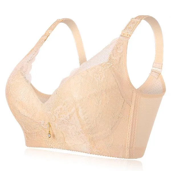 Wire-Free Deep V Lace Coverage Gather Bras