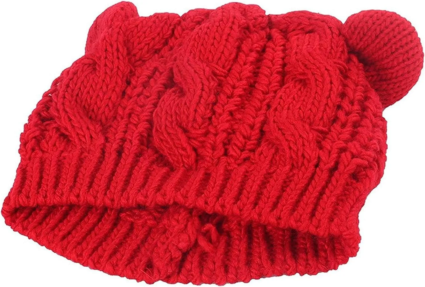 Women Girls Boys Teens Cute CAT Kitty Ears Hats, Winter Warm Woollike Knitted Crochet Christmas Ski Beanie Headgear