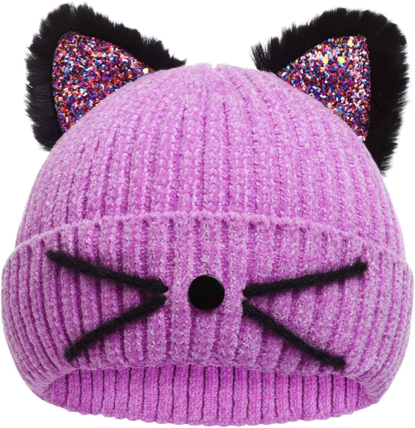 Women Girls Cute Cat Ears Beanie Hat Winter Crochet Knit Cap