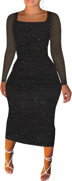Women Sexy Two Piece Skirt Outfits Long Sleeve/Sleeveless V Neck Bodycon Ribbed Knitted Maxi Club Party Dress