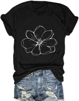 Women Vintage Wildflower T Shirt Funny Sun Mystical Shirts Boho Graphic Tees Short Sleeve Tops