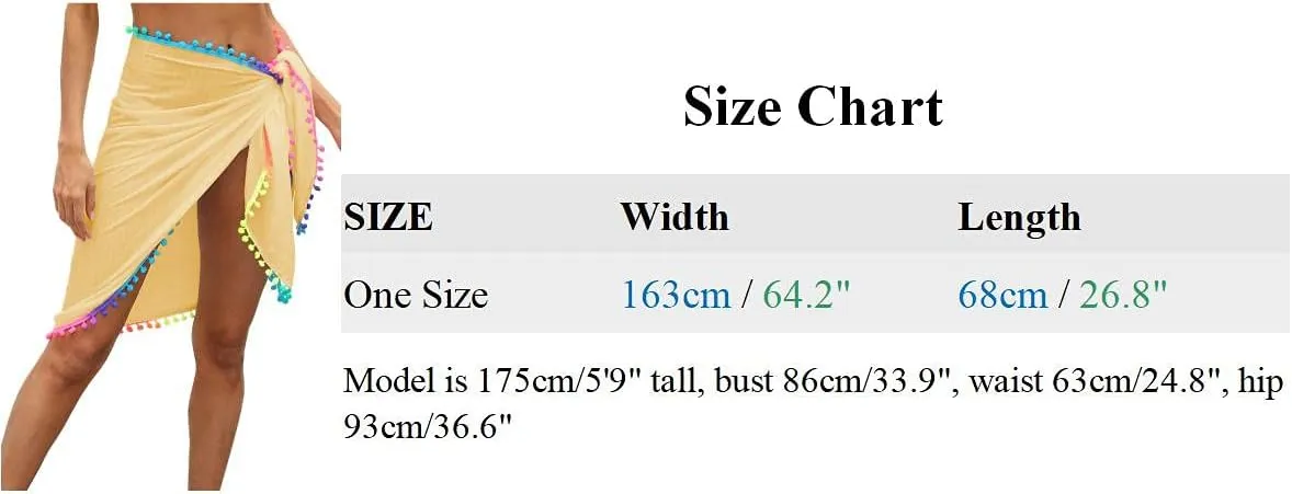 Women's Bikini Cover Up Sheer Chiffon Swimsuit Beach Wrap Dress for Ladies