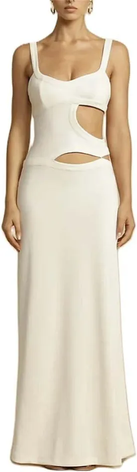 Womens Elegant Spaghetti Strap Maxi Dress Backless Cut Out Bodycon Summer Cami Dress Sexy Formal Cocktail Dresses